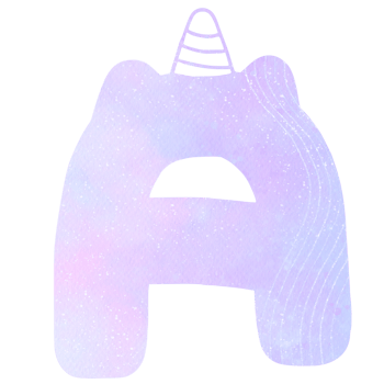 Cute unicorn alphabet pastel watercolor png