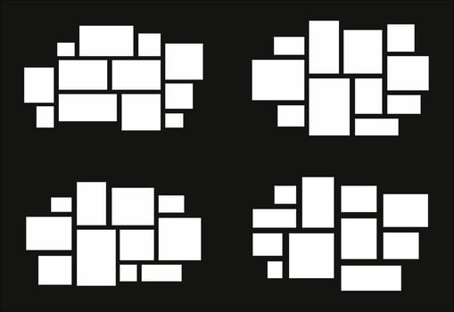 Set Pictures or photos frame collage abstract photo frames and digital photo wall template vector