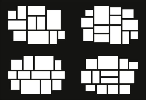 Set Pictures or photos frame collage abstract photo frames and digital photo wall template vector