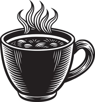 hand drawn coffee cup illustration black and white vector