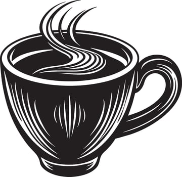 hand drawn coffee cup illustration black and white vector