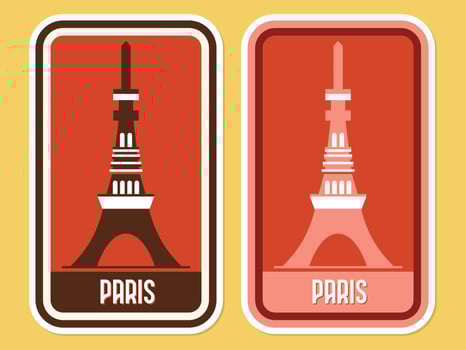Travel and explore the Paris Eiffel Tower flat abstract retro vector