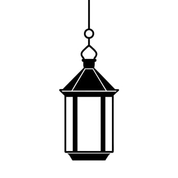minimal and simple Islamic Lantern silhouette black color vector