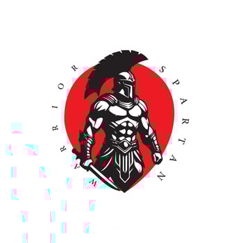 Bold Spartan Warrior in Red Circle - Symbol of Strength and Determination, Embodying Resilience and Courage vector