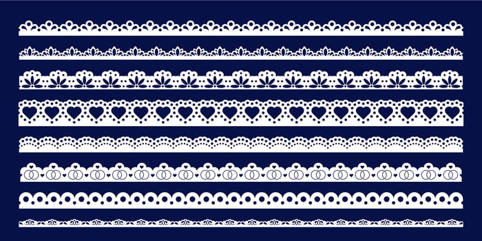 Hand drawn lace scalloped paper punch border vector
