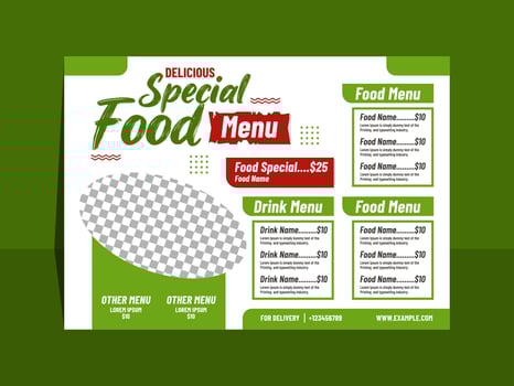 Delicious food Landscape menu template design vector