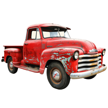 An old red truck on a transparent background png