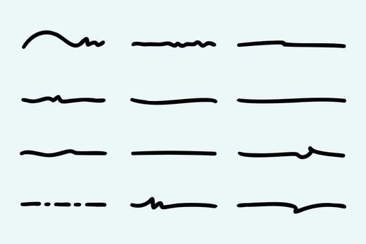 Set of hand drawn underline. vector