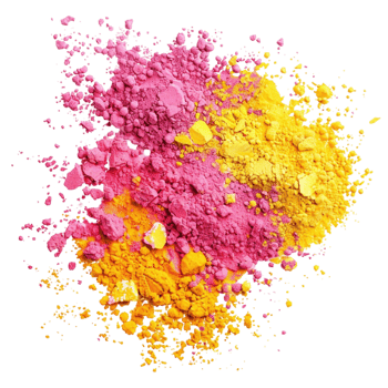 Colorful powder on transparent background. png