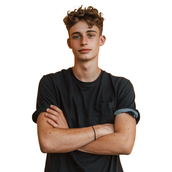 Portrait of a young happy man isolated on transparent background png