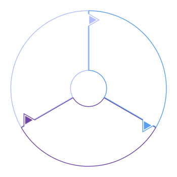 Blue tone circle infographic with 3 steps, process or options. Presentation slide template. png