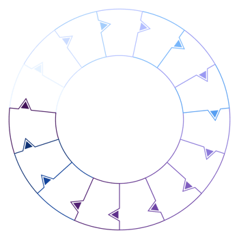 Blue tone circle infographic with 15 steps, process or options. Presentation slide template. png