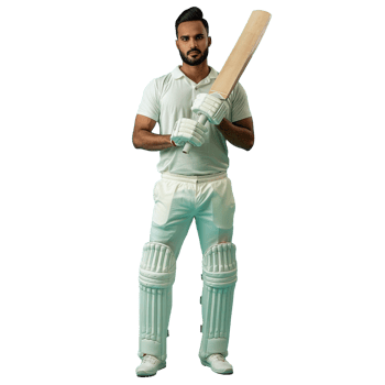 A Cricket Player with a Bat isolated on transparent background png