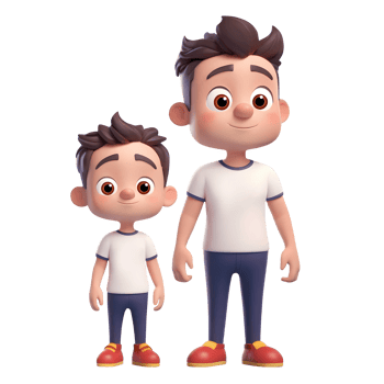 3d rendering father and son cartoon characters png