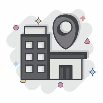 Icon Bussines Location. related to Finance and Tax symbol. comic style. simple design illustration vector