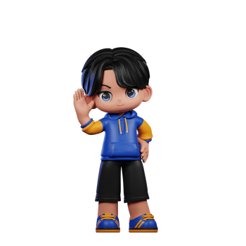 Boy with A Blue Jacket and Black Shorts Greeting Pose png