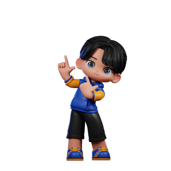 Boy with A Blue Jacket and Black Shorts Pointing Up Pose png
