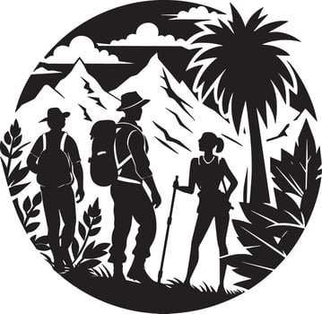 silhouette of a traveler on vacation illustration vector
