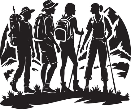silhouette of a traveler on vacation illustration vector