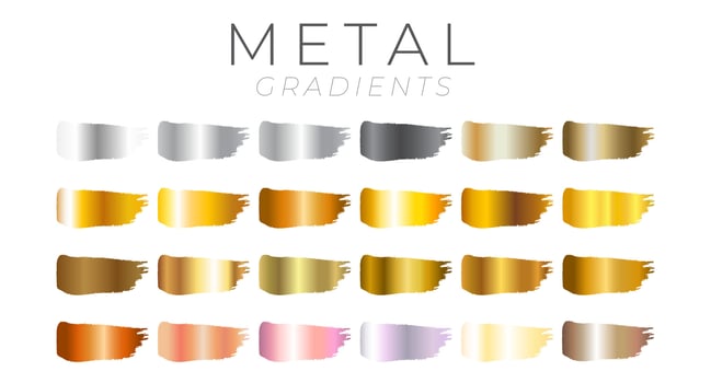 Metal Gradients Paint Color Swatches with Brush Strokes vector