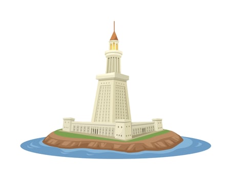 Lighthouse Of Alexandria built by the Ptolemaic Kingdom of Ancient Egypt Illustration vector