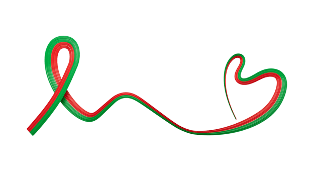Burkina Faso flag heart shaped wavy ribbon 3d illustration png