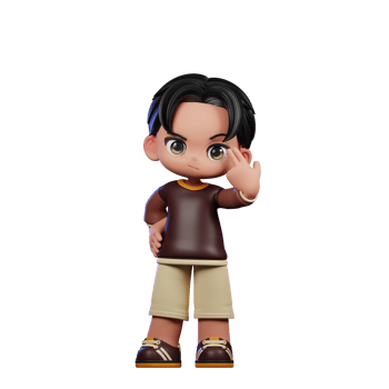 A Cartoon Character with a Brown Shirt and Brown Shorts Pointing at Him Pose png