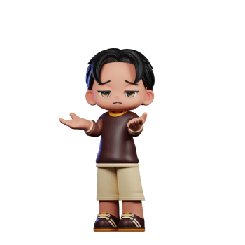 A Cartoon Character with a Brown Shirt and Brown Shorts Confused Pose png