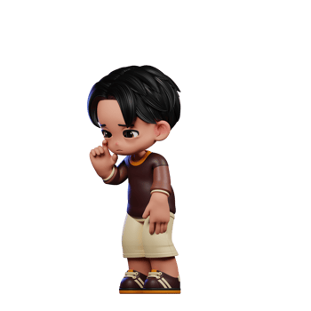 A Cartoon Character with a Brown Shirt and Brown Shorts Standing Sad Pose png