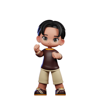 A Cartoon Character with a Brown Shirt and Brown Shorts Congrats Pose png