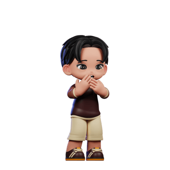 A Cartoon Character with a Brown Shirt and Brown Shorts Afraid Pose png