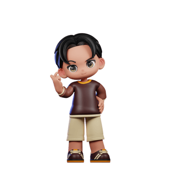 A Cartoon Character with a Brown Shirt and Brown Shorts Love Pose png