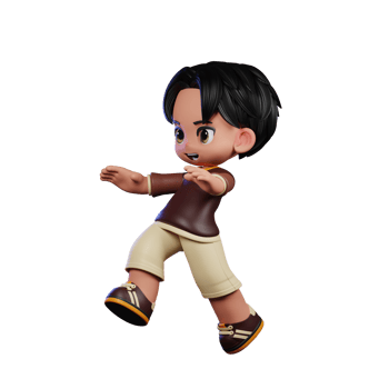 A Cartoon Character with a Brown Shirt and Brown Shorts Doing Jump Pose png