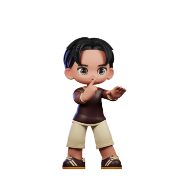 A Cartoon Character with a Brown Shirt and Brown Shorts Shhttt Pose png