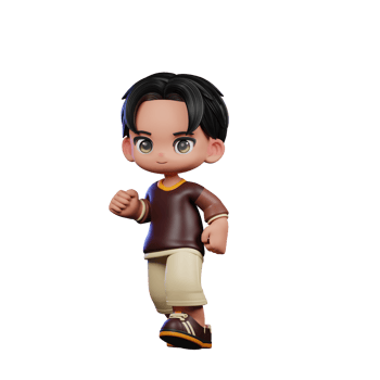 A Cartoon Character with a Brown Shirt and Brown Shorts Walking Pose png