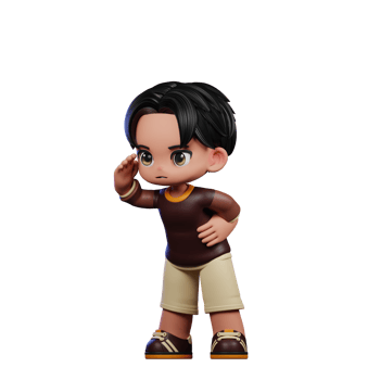 A Cartoon Character with a Brown Shirt and Brown Shorts Looking Pose png