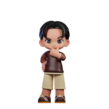 A Cartoon Character with a Brown Shirt and Brown Shorts Curious Pose png