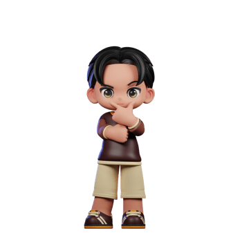A Cartoon Character with a Brown Shirt and Brown Shorts Doing Curious Pose png