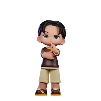 A Cartoon Character with a Brown Shirt and Brown Shorts Thinking Deeply Pose png