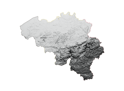 Belgium Map Flag Shaded relief Color Height map 3d illustration png