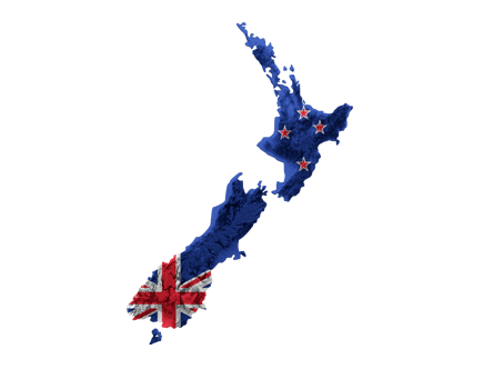 New Zealand Map Flag Shaded relief Color Height map 3d illustration png