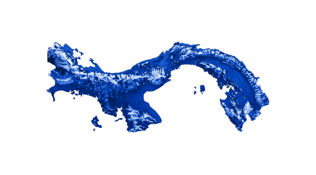 Panama Map Shaded relief Color Height map 3d illustration png