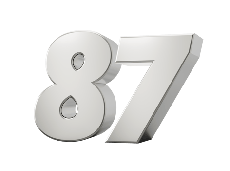 3d Shiny Silver Number 87 Eighty Seven 3d Silver Number 3d illustration png