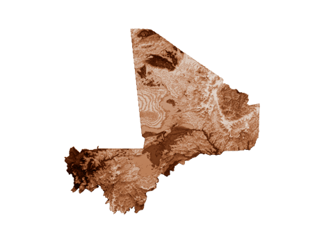 Map of Mali in old style, brown graphics in a retro style Vintage Style. High detailed 3d illustration png