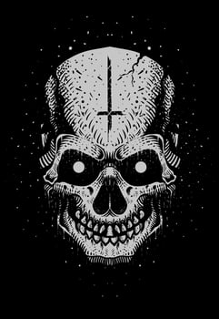 Illustration scary skull satanic style on black background - Eps 10 vector