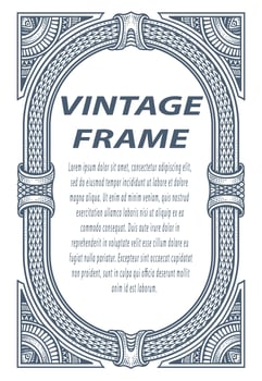 Vintage border frame engraving with antique ornament pattern - Eps 10 vector