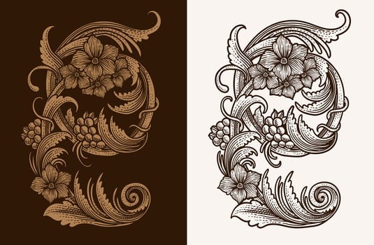 Illustration Vintage Baroque Victorian frame border floral ornament leaf - Eps 10 vector