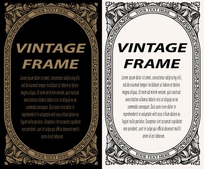 Vintage border frame engraving with antique ornament pattern - Eps 10 vector