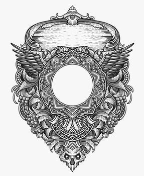 Vintage border frame engraving with antique ornament pattern - Eps 10 vector
