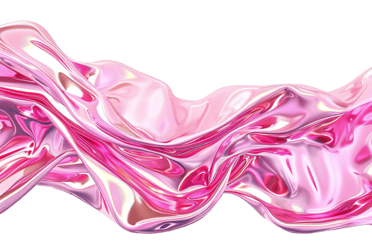 Abstract liquid pink shape with holographic effect, on transparent background. Vibrant, iridescent color. Divider, separating graphic design element. Useful as footer or header. png